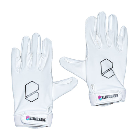 Blindsave Vault White maalivahdin hanskat parina selkäpuolelta, valkoinen