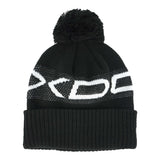 Oxdog X Pom beanie, black with white knitted Oxdog logo and folded rib cuff